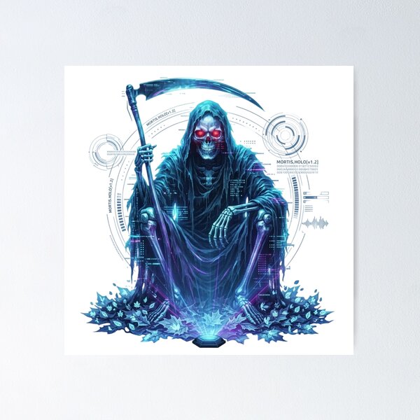 Item preview, Cyber Grim Reaper Futuristic Hologram designed and sold by InkShiftLabs.