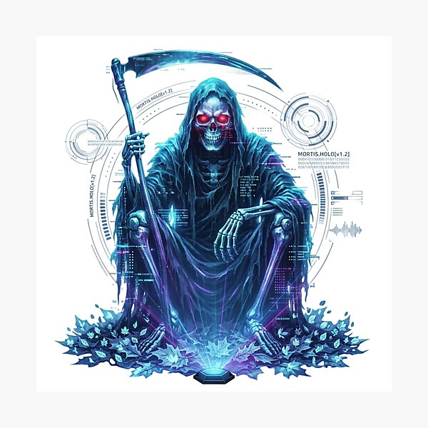 Item preview, Cyber Grim Reaper Futuristic Hologram designed and sold by InkShiftLabs.