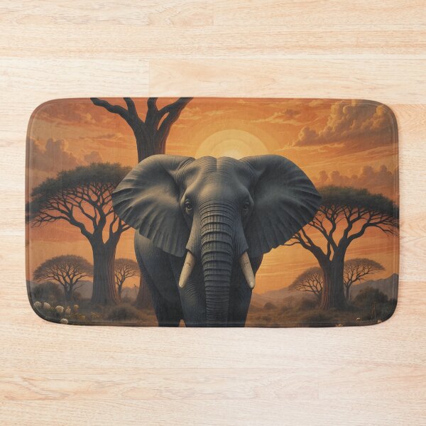 Item preview, African Sunset Landscape | Elephant and Baobab Tree designed and sold by AOCollections.