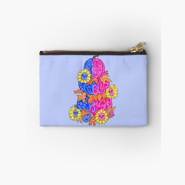Item preview, Pumpkin And Skull Pink And Blue with blue background  designed and sold by missmann.