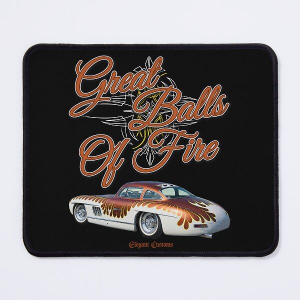 Item preview, 1955 Mercedes Bens 300SL Gullwing Great Balls of Fire with text - Lowrider, Kustom, Hot Rod, Muscle Car designed and sold by Elegant Customs.