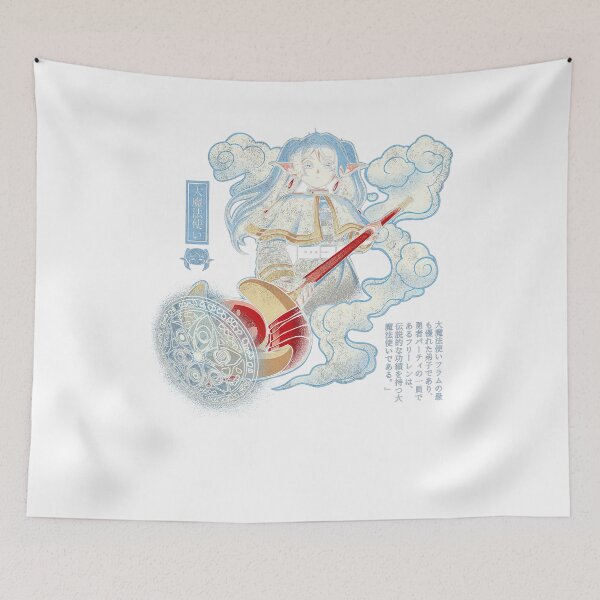 Item preview, White Hair Elf Mage Magic Staff Spellbook Japanese Fantasy Anime Aesthetic Graphic designed and sold by LiverEver.