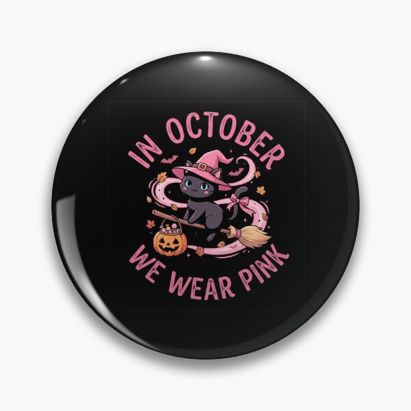 Item preview, In October We Wear Pink Chat Noir Sorcière Octobre Rose designed and sold by MizoX7.