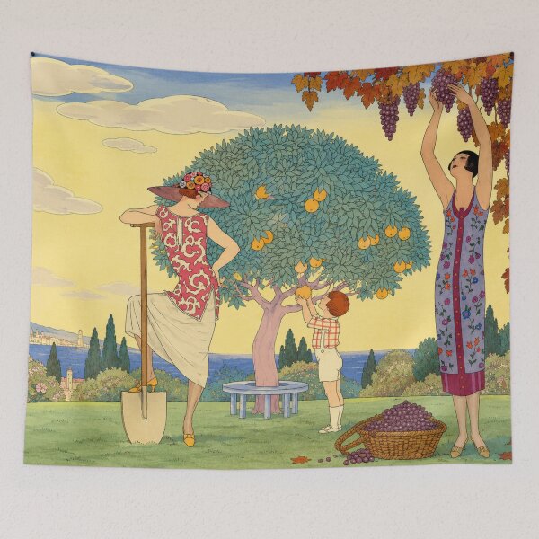 Item preview, Vintage Art Nouveau Wall Art, La Terre by George Barbier, French Fashion Illustration designed and sold by RickE.