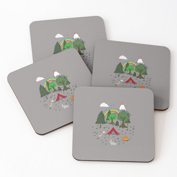 Item preview, Cute Camping Scene with Rainbow and Volcano-20 designed and sold by KatharinaWegene.