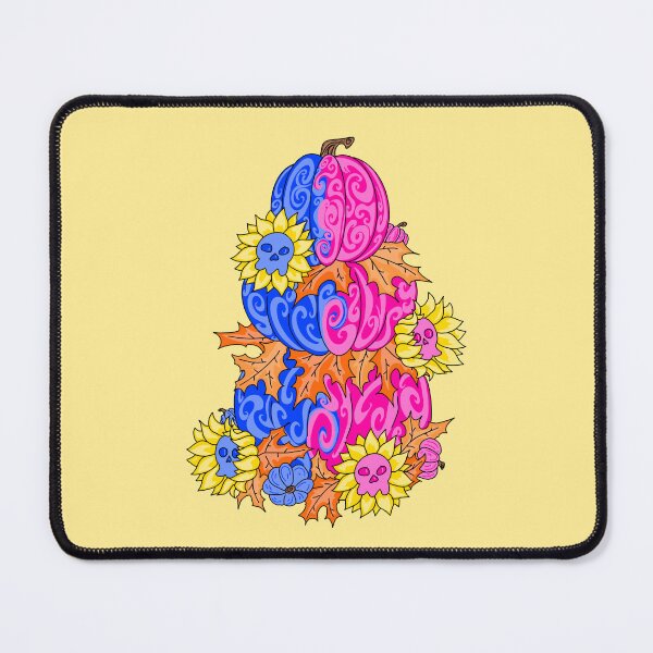 Item preview, Pumpkin And Skull Pink And Blue With yellow background designed and sold by missmann.