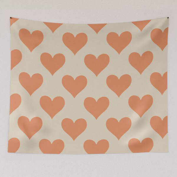 Item preview, XL large Peach Coral Heart Suit Pattern Soft Retro Love designed and sold by DColourMuse.