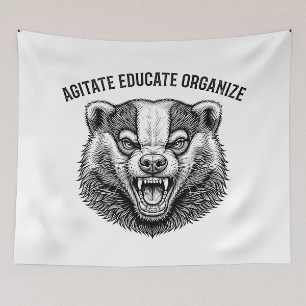 Item preview, Agitate Educate Organize Socialist Wolverine Head    designed and sold by Owcomm.