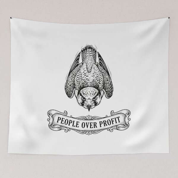 Item preview, People Over Profit Falcon Banner Vintage Engraving designed and sold by Owcomm.