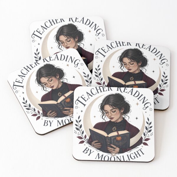 Item preview, Teacher Reading By Moonlight Spooky Library Night designed and sold by LiviuGligoros.
