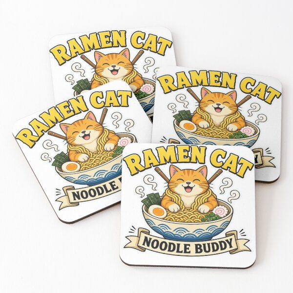 Item preview, Ramen Cat Noodle Buddy — Funny Japanese Food Cartoon Sticker designed and sold by GSideArtStore.