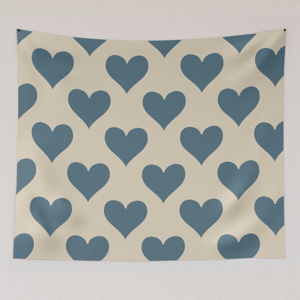 Item preview, XL large Dusty Slate Blue Playing Card Hearts Calm Pattern designed and sold by DColourMuse.