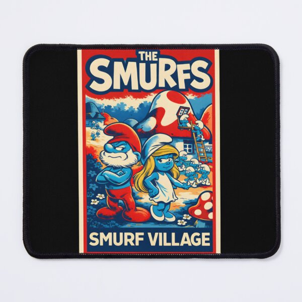 Item preview, Vintage The Smurfs Village Poster Graphic – Retro Cartoon Mushroom Art Design designed and sold by circliqueart.