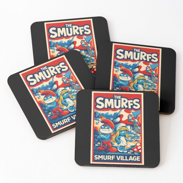 Item preview, Vintage The Smurfs Village Poster Graphic – Retro Cartoon Mushroom Art Design  designed and sold by circliqueart.