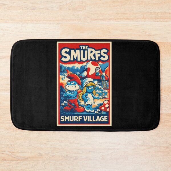 Item preview, Vintage The Smurfs Village Poster Graphic – Retro Cartoon Mushroom Art Design  designed and sold by circliqueart.