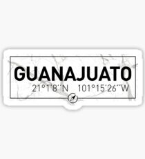 The longitude and latitude of Guanajuato Sticker