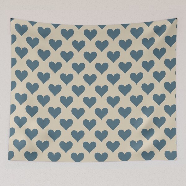 Item preview, large Dusty Slate Blue Playing Card Hearts Calm Pattern designed and sold by DColourMuse.