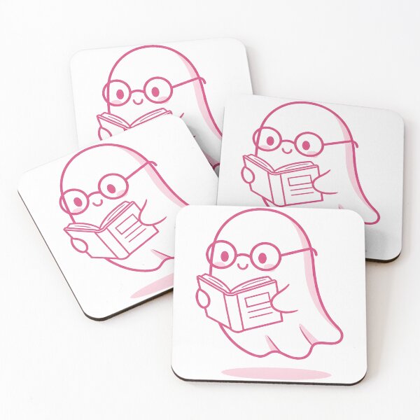 Item preview, Minimal Ghost Reading Book – Cute Pink Spooky Academic Art Essential designed and sold by kyrartbt.