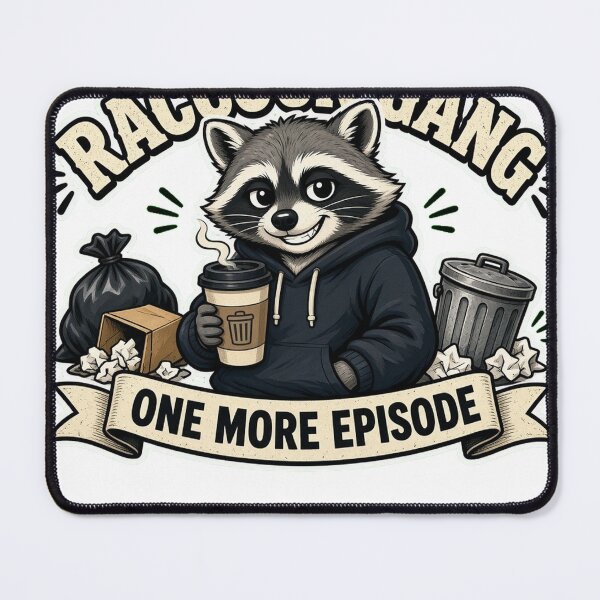 Item preview, Raccoon Gang One More Episode — Funny Trash Panda Cartoon Sticker designed and sold by GSideArtStore.