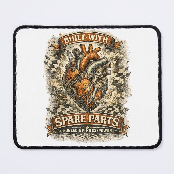 Item preview, Built With Spare Parts Fueled by Horsepower Mechanic Racing Heart Art designed and sold by inkoutninja.