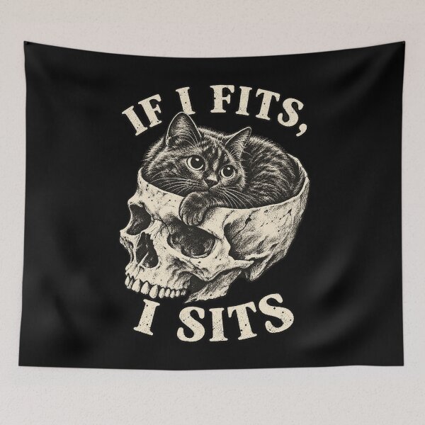 Item preview, If I Fits I Sits Cute Cat In Human Skull Funny Gothic Kitten Humor Graphic designed and sold by Fatherday.