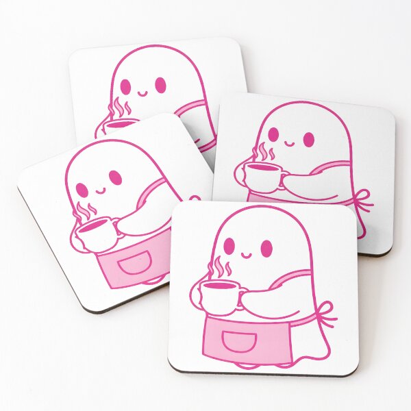 Item preview, Cute Pink Ghost with Coffee – Cozy Spooky Café Aesthetic Classic designed and sold by kyrartbt.