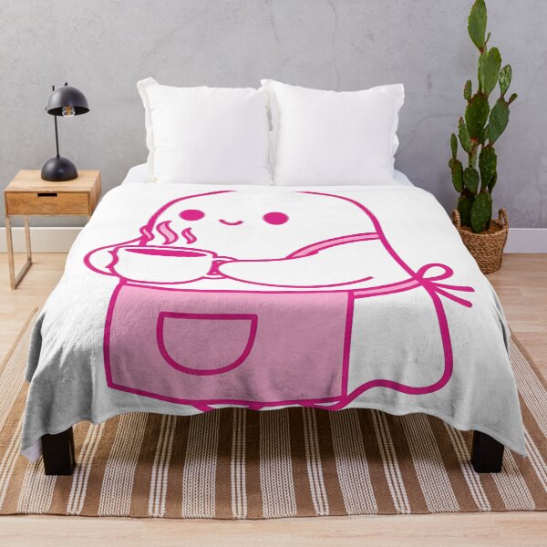 Item preview, Cute Pink Ghost with Coffee – Cozy Spooky Café Aesthetic Classic designed and sold by kyrartbt.