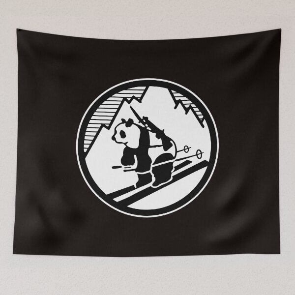 Item preview, Panda Skier with Rifle Mountains Retro  designed and sold by Scratch-Rainbow.