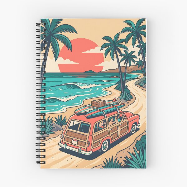 Item preview, Vintage Red Woodie with Surfboards & Roof Luggage – Retro Coastal Road Trip Design designed and sold by Sea Gem.
