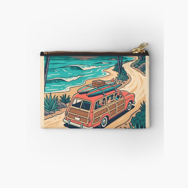 Item preview, Vintage Red Woodie with Surfboards & Roof Luggage – Retro Coastal Road Trip Design designed and sold by Sea Gem.