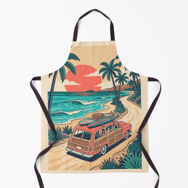 Item preview, Vintage Red Woodie with Surfboards & Roof Luggage – Retro Coastal Road Trip Design designed and sold by Sea Gem.