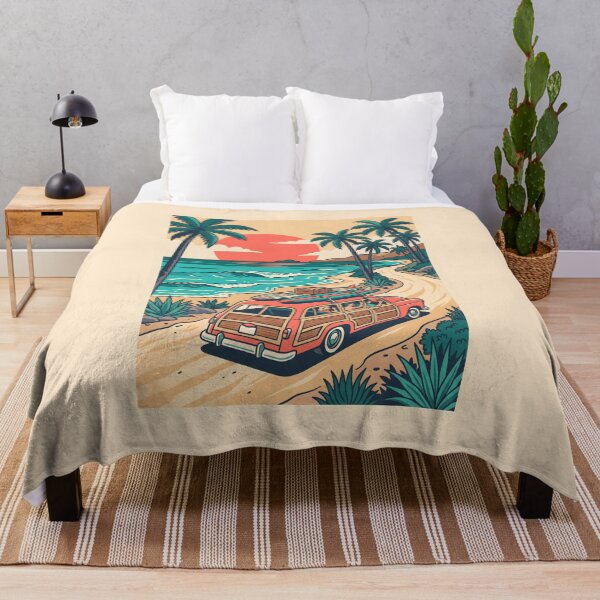 Item preview, Vintage Red Woodie with Surfboards & Roof Luggage – Retro Coastal Road Trip Design designed and sold by Sea Gem.