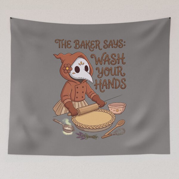 Item preview, Cute Pink Plague Doctor Wash Your Hands Sign-33 designed and sold by LauraSchrei.