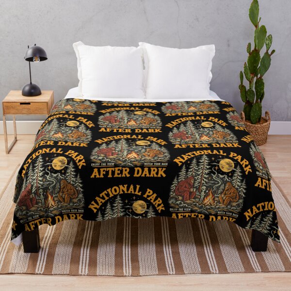 Item preview, National Park Bigfoot Alien Campfire Retro Vintage Camping Outdoors Graphic designed and sold by lionSutuShop.