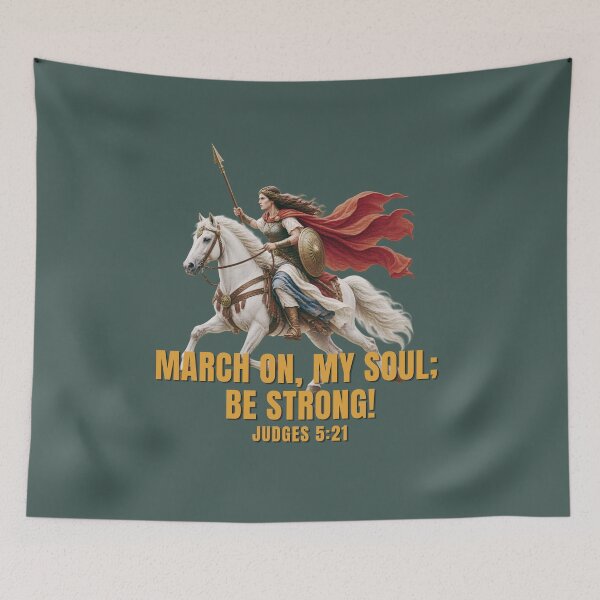 Item preview, Deborah Bible Illustration March on My Soul Be Strong Judges 5:21 designed and sold by Neeshki.