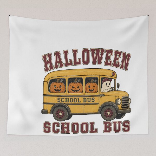 Item preview, Halloween School Bus Route Vintage Yellow Transport designed and sold by LiviuGligoros.