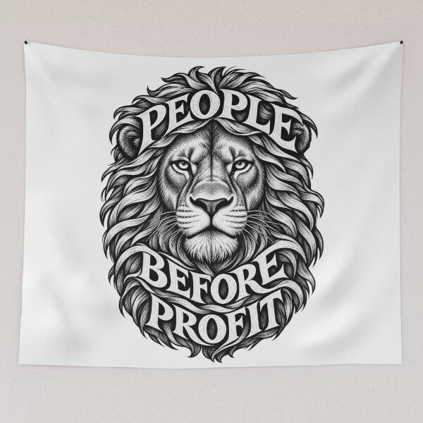 Item preview, People Before Profit Lion Socialist Anticapitalist Quote designed and sold by Owcomm.