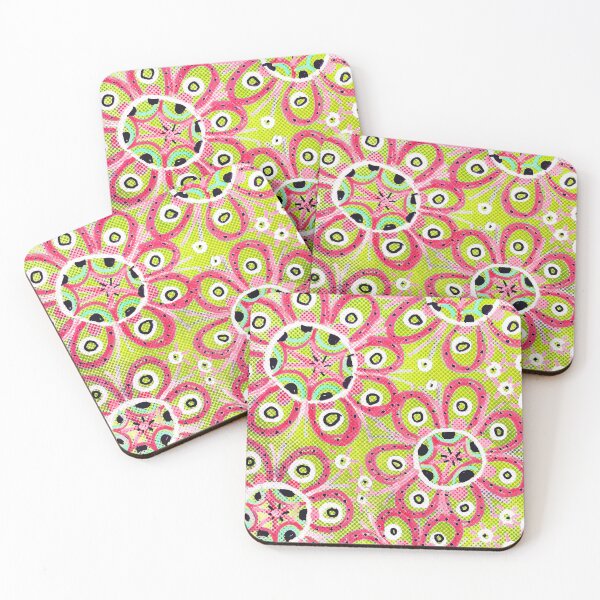 Item preview, Retro Pink Flowers on Lime Green designed and sold by Fani*.