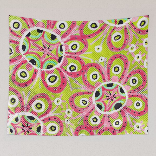 Item preview, Retro Pink Flowers on Lime Green designed and sold by Fani*.