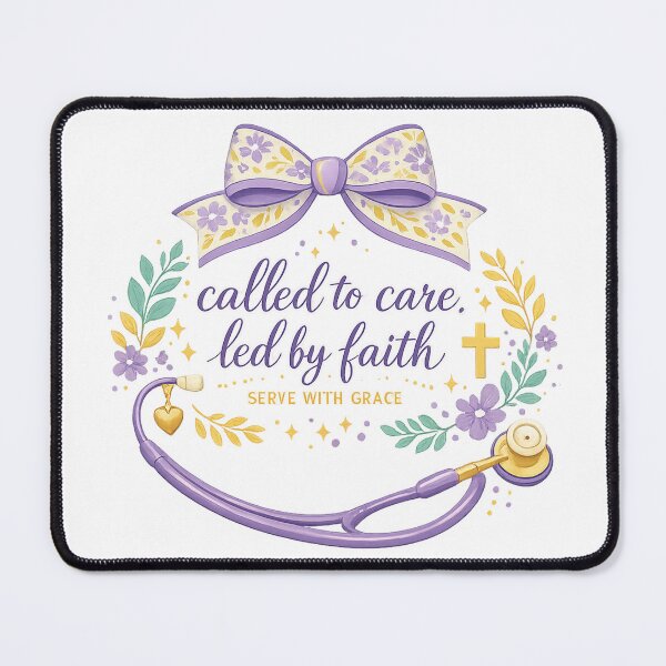 Item preview, Called to Care Led by Faith Christian Nurse Stethoscope Floral Faith Art designed and sold by inkoutninja.