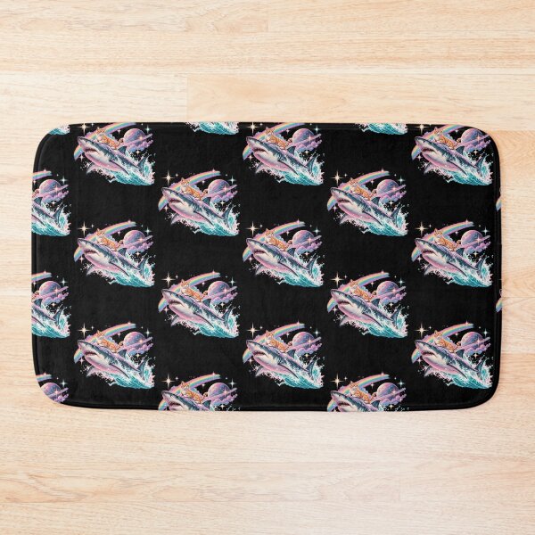 Item preview, Cat Riding Shark In Space Rainbow Galaxy Surreal Vaporwave Funny Graphic designed and sold by lionSutuShop.