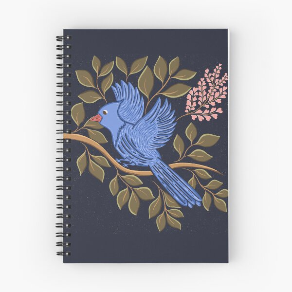 Item preview, Blue bird Jay - Folk Art Blue Bird on Leafy Botanical Branch designed and sold by DColourMuse.