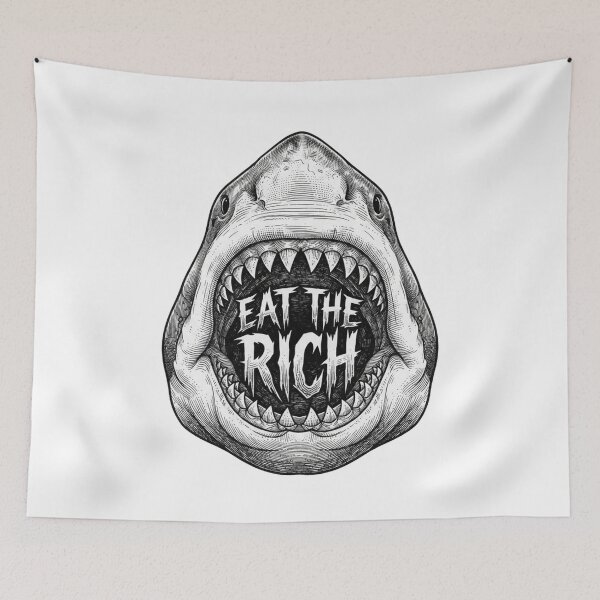 Item preview, Eat The Rich Shark Anticapitalist Quote designed and sold by Owcomm.