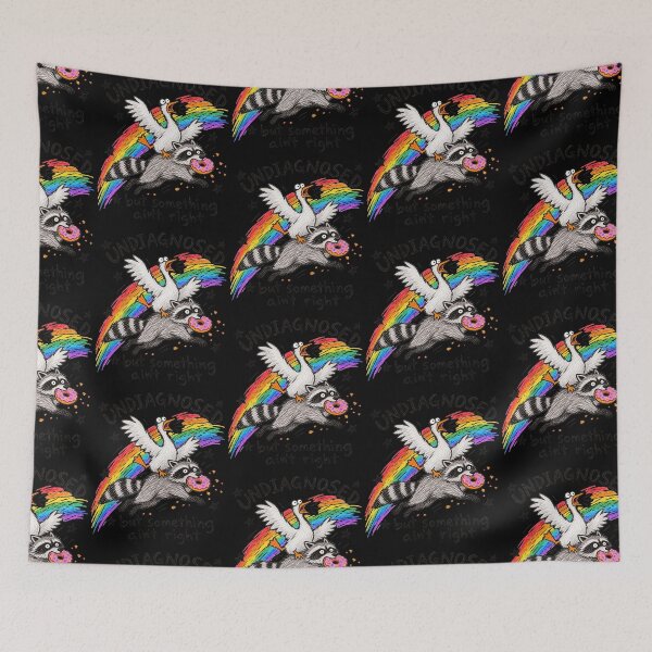 Item preview, Undiagnosed But Something Aint Right Funny Chaotic Raccoon Goose Donut Retro Graphic designed and sold by lionSutuShop.