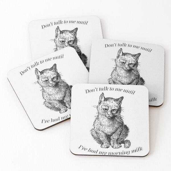 Item preview, Dont Talk To Me Until I've Had My Milk Vintage Cat Meme designed and sold by The Lady Goblin's Goods.