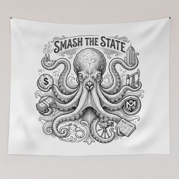 Item preview, Smash the State Anticapitalist Octopus Engraving designed and sold by Owcomm.