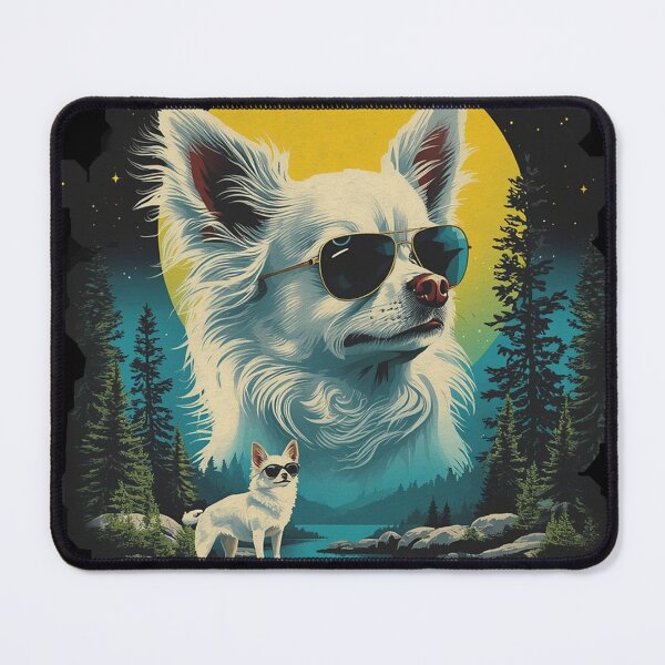 Item preview, White long-haired Chihuahua with sunglasses 90s wildlife designed and sold by aponwao.