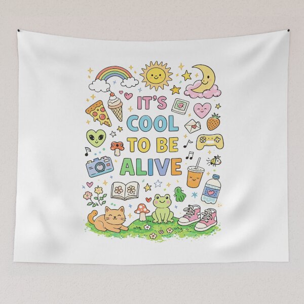 Item preview, It's Cool To Be Alive Rainbow Doodles Poster designed and sold by Matinez Pink.