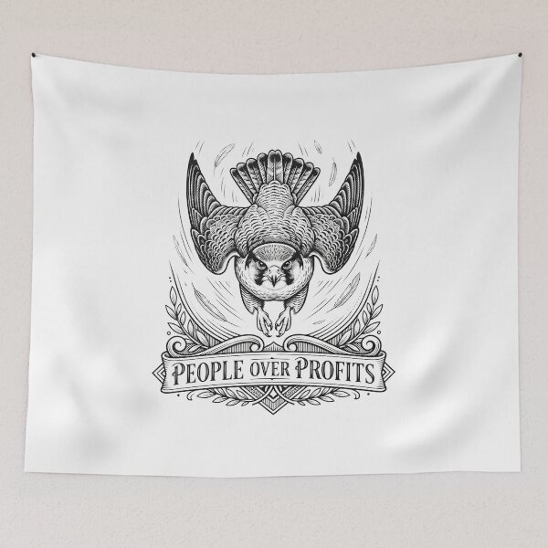Item preview, People Over Profits Hawk Activism Political Slogan    designed and sold by Owcomm.