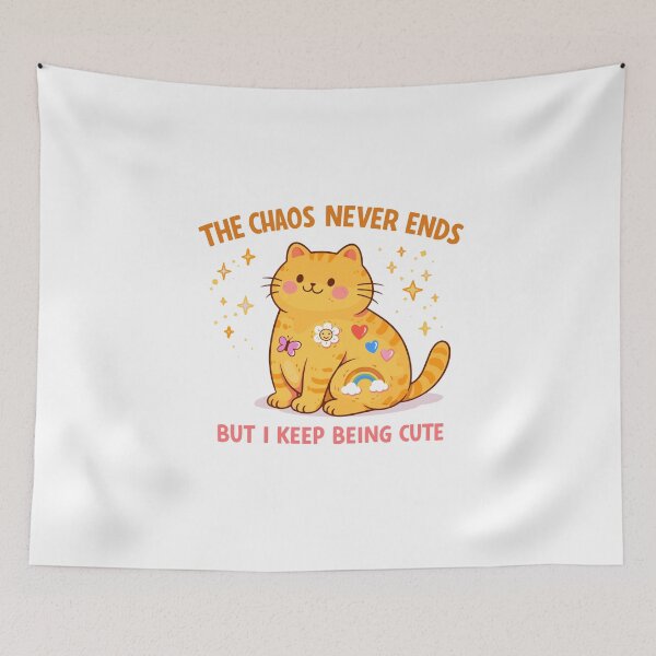 Item preview, The Chaos Never Ends Cute Orange Cat Poster designed and sold by Matinez Pink.
